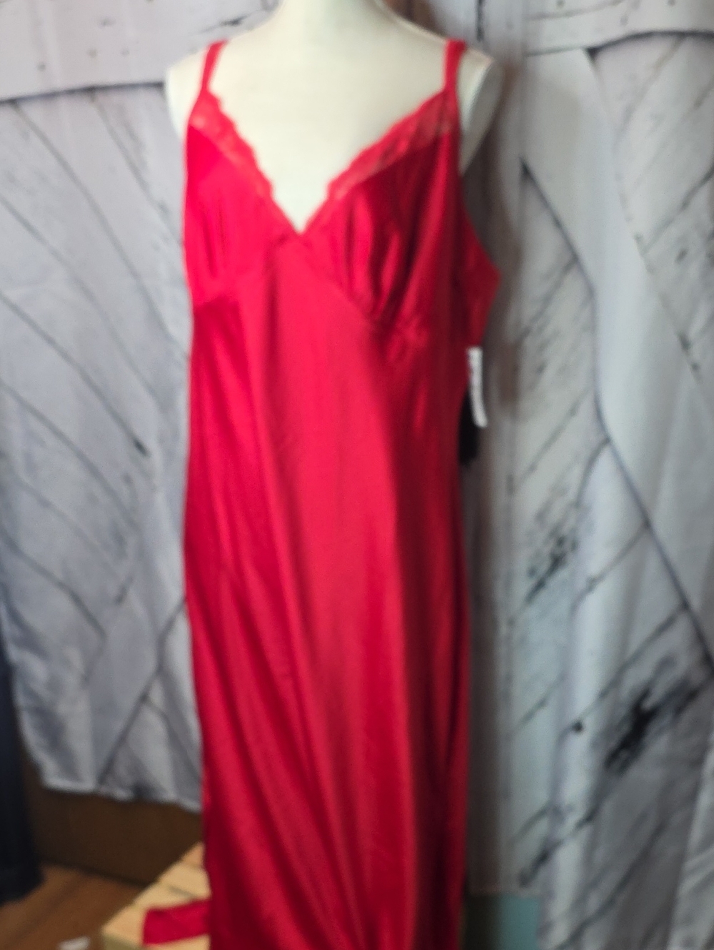 INC International Concepts Red Satin Maxi Slip Dress Red XXL